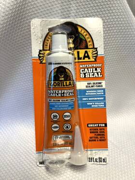 Gorilla 052427005946 Waterproof Caulk And Seal 2.8oz 100% Silicone Sealant - White New