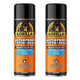 Gorilla 052427010537 Waterproof Patch And Seal Rubberized Sealant Spray Black 16oz Pack Of 2