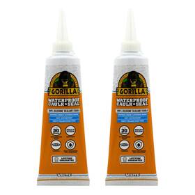 Gorilla 052427018090 Waterproof Caulk And Seal 100% Silicone Sealant White 2.8oz Squeeze Tube Pack Of 2