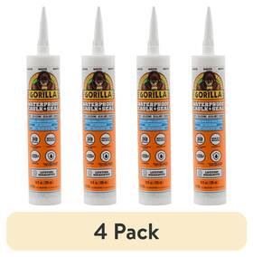 103334 Gorilla Waterproof Caulk And Seal 100% Silicone Sealant 10oz Cartridge White 4 Pcs