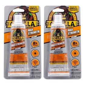 107010 Gorilla Max Strength Clear Adhesive 2.5 Oz 2-pack Gap-filling Waterproof