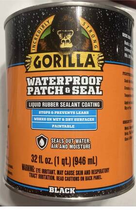 105338 Gorilla Glue Waterproof Patch And Seal Liquid Rubber Sealant Black 32oz Can