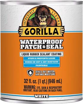 105340 Gorilla Glue Waterproof Patch And Seal Liquid Rubber Sealant White 32oz Pack Of 1