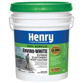 He687072 Henry 687 White 100% Acrylic Roof Coating Elastomeric Reflective 4.75 Gal