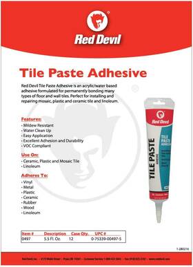 0497 Inc 744759210531 Tile Paste Adhesive 1 Pack White