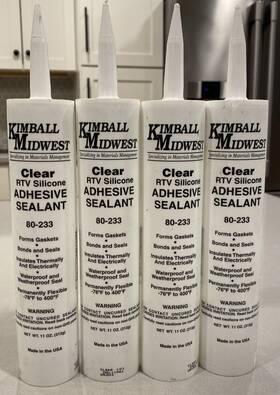 80233 Kimball Midwest Lot Of 4 Rtv Silicone Adhesive Sealant Cartridges 11 Oz Clear
