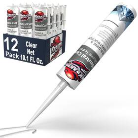 Kraken Bond 101082200691 Neutral Cure Clear Silicone Sealant - 12x10.1 Fl.oz Low Voc Waterproof Seal