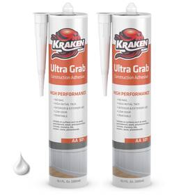 Kraken Bond 681575043115 Ultra Grab Construction Adhesive White 10.1 Fl Oz - 2 Pack