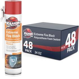 Kraken Bond 810108223184 Extreme Fire Block Polyurethane Foam Sealant 24oz 48 Pack -straw Use