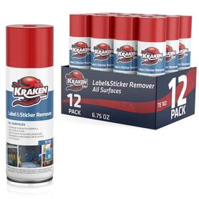 Kraken Bond 810108228172 Label And Sticker Remover Spray - 12x6.7oz Quick-dissolve Adhesive Sp
