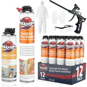 Kraken Bond 810108228462 Fastcoat Spray Foam Insulation Kit - 12x27.1 Oz. Closed Cell Expanding Poly