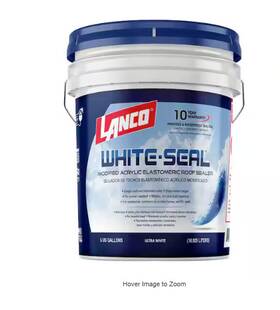 Lanco 313090585570 White Seal Rubberized Elastomeric Roof Coating 5gal Weatherproof Durable Sealer