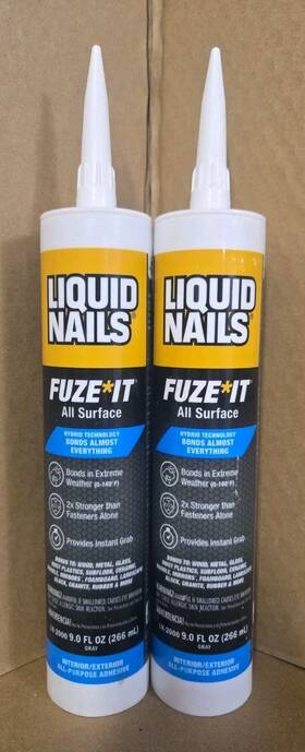 Liquid Nails 744759595607 2 All Surface Construction Adhesive Fuze It 9 Oz. Gray Hybrid Bonds