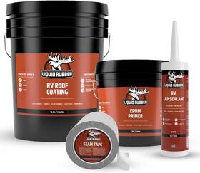 Liquid Rubber 726084773943 Rv Roof Coating - Sealant Bundle 5g Sealer 1g Primer 4x50ft Tape Caulk Tube
