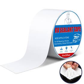 Lisrek 678233940701 Rv Roof Tape White 4 Inch X 50 Feet Waterproof Repair Sealant Uv-resist
