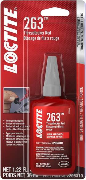 2205310 Loctite 263 Automotive Threadlocker Red High Strength 36 Ml 1 Pack