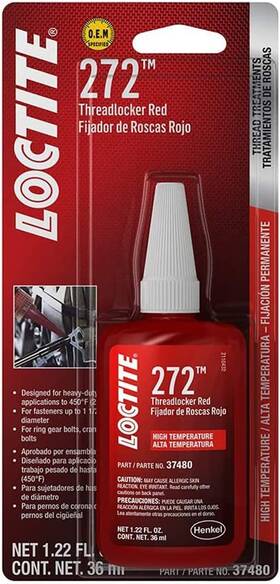 492143 Loctite 37480 272 Red High Temperature Threadlocker Bottle - 36 Ml