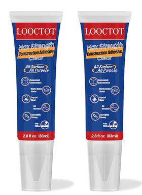 Looctot 313056258234 Max Strength Clear Construction Adhesive 2.8oz Versatile Cement 2-pack Tile Wood
