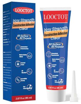 Looctot 756593186866 Max Strength Clear Construction Adhesive 2.87 Fl Oz 85ml Cement Glue Squee