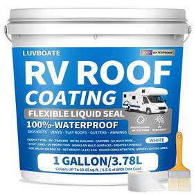 Luvboate 977416990246 Rv Roof Coating White 1 Gallon Solar Reflective Sealant Waterproof Flexible