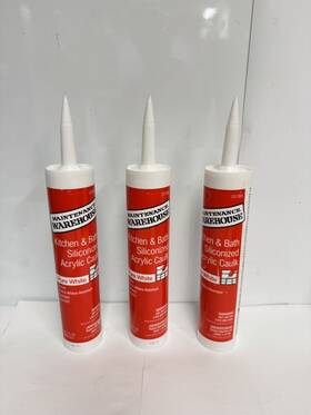 131393 Maintenance Warehouse 3-pk White Siliconized Acrylic Tub And Tile Adhesive Caulk 10.1 Oz Made In Usa