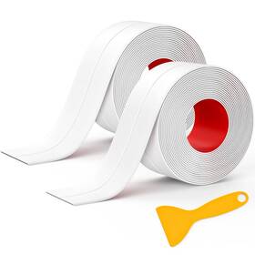 Bss-whi-2p Mokani Caulk Tape Waterproof Self Adhesive 2 Rolls White Caulking Sealant Strip For