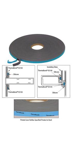 Norton 115142595106 1/4 Inch X 1 V2100 Thermalbond Structural Glazing Spacer Tape Black - 50 Foot Roll
