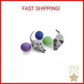 M-132 Novagard Solutions Felt Wool Ball And Mouse Toys For Cats Kittens Adorable Colorful Soft Quiet