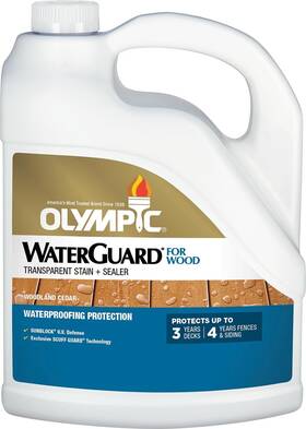 Olympic 193000985023 Waterguard 1 Gal. Woodland Cedar Transparent Exterior Wood Stain And