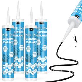 Paulinn 313029826866 Black Silicone Sealant Waterproof Adhesive Caulk 10.2 Oz 4 Packs
