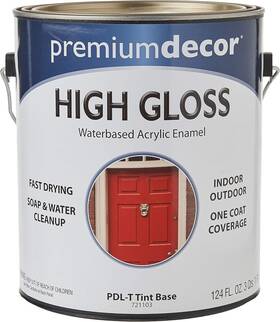 Premium Decor 042909027597 High Gloss Water Based Acrylic Enamel Pdl-t Tint Base 1 Gal