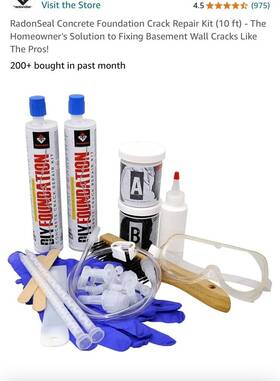 Radonseal 445033442411 Concrete Foundation Crack Repair Kit 10 Ft - Brand New