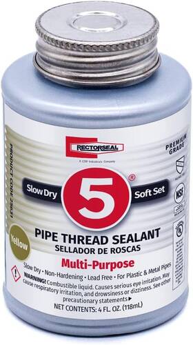 25631 Rectorseal 705353503979 4-ounce No. 5 Pipe Thread Sealant Yellow 4 Fl. Oz