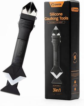 Saker 860013301552 Silicone Caulking Tools-3 In 1 Sealant Finishing Tool Grout Black
