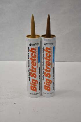 Sashco 031525100142 Lot Of 2 Big Stretch Caulk Sealants 10.5oz Cartridge Tan And Woodtone