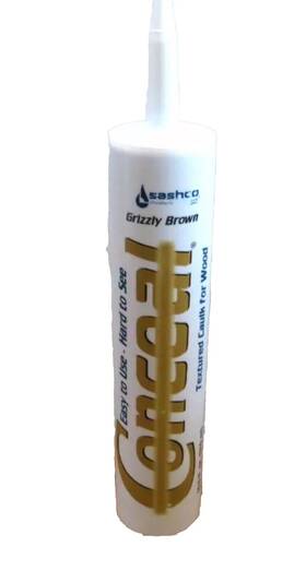 Sashco 031525460901 Conceal Textured Wood Caulking 10.5 Oz Cartridge Grizzly Brown