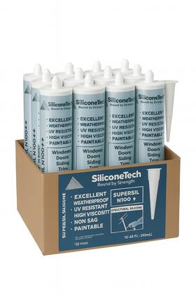 Supersiln100 Siliconetech Black12 Silicone Sealant Windows Doors Siding Flashing 10.48 Fl Oz