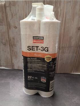 Simpson 707392247999 Strong-tie Epoxy Adhesive Set-3g 22-oz High-strength With Nozzle Ext. New