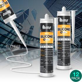 Smartbuy 710589782841 12 Pk Matte Clear Silicone Sealant Adhesive 4 Glass Window Kitchen Bath