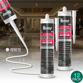 Smartbuy 710589782858 12 Pk All Purpose White Silicone Sealant Adhesive For Glass Window Door