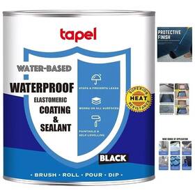 Cjhnwgx5 Tapel Liquid Rubber Waterproof Sealant Black 24 Oz Roof Leak Paint And Coating