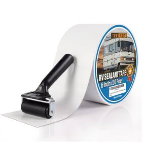 Teerdm 708500294188 Rv Roof Tape White 6 Inch X 50 Feet Sealant With Rubber Roller Camper