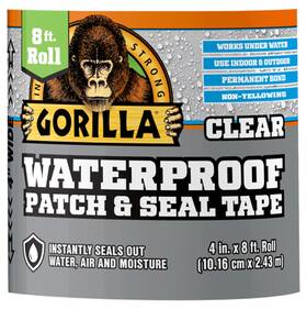 107261 The Gorilla Glue Company Clear Waterproof Patch& Seal Tape 8 Foot Roll. Assembled Product Weight 0.46 Lbs
