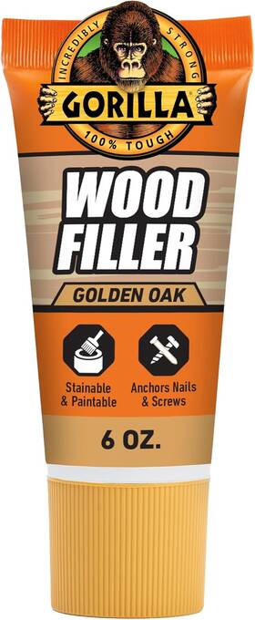 112125 The Gorilla Glue Company Ggorilla All Purpose Wood Filler Golden Oak 6oz Tube Indoor Outdoor