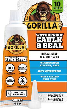 119083 The Gorilla Glue Company 100% Silicone Caulk Waterproof Sealant 2.8oz Squeeze Tube Pack Of 1