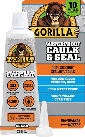 119094 The Gorilla Glue Company 100% Silicone Caulk Waterproof Sealant 2.8oz Squeeze Tube Pack Of 1