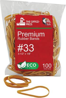The Office-pros Top-#33-25 Rubber Bands Eco Friendly Packaging Size #33 Natural 100 Crepe