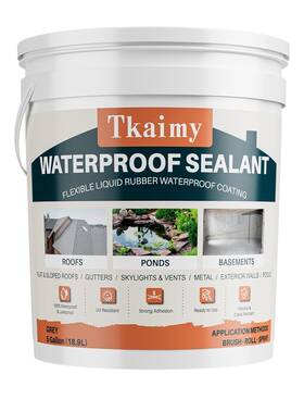 Tkaimy 607615626818 Polyurethane Waterproof Coating Grey 5 Gallon Repair Leaks Cracks