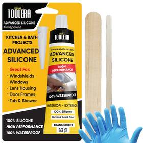 Toolera 850058017815 Clear Caulking Silicone 100% Waterproof Caulk For All Surfac