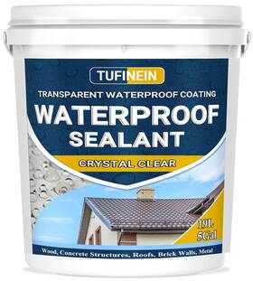 Tufinein 977350260214 Waterproof Sealant 5 Gallon Clear Transparent Coating Wa